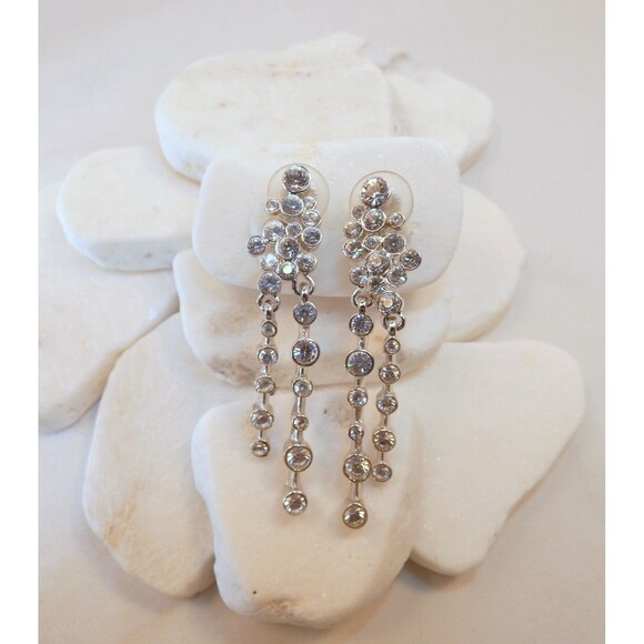 SET VTG ST. JOHN Silver Swarovski Crystal Choker Necklace Earrings  2000 Bridal - Picture 9 of 11